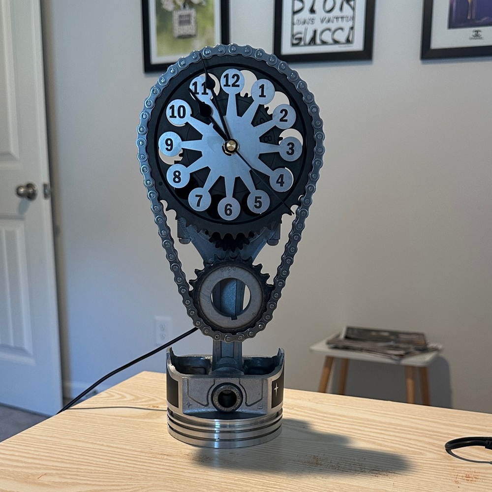 Steampunk Industrial Gear Clock - Black and Silver